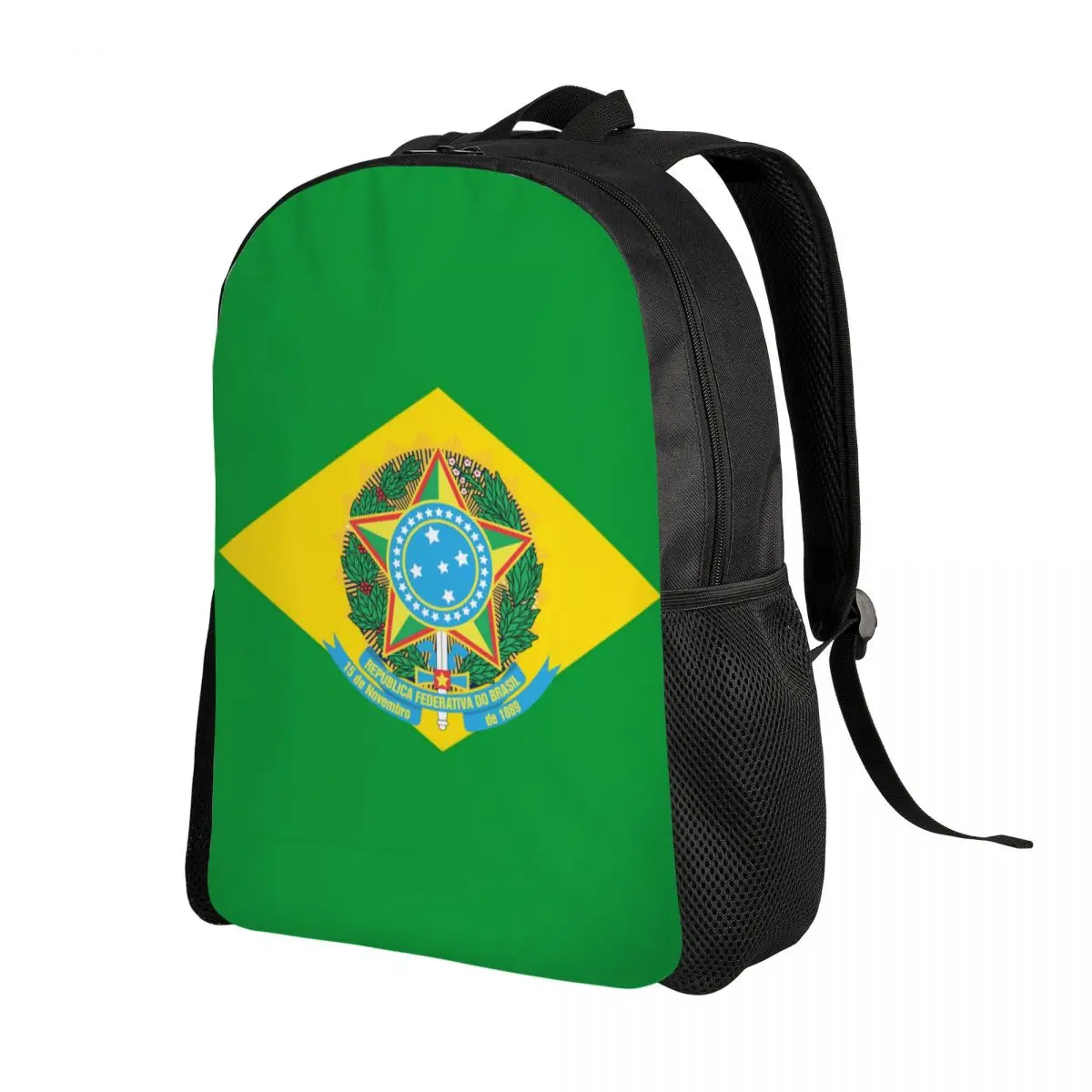 Brazil National Emblem Laptop Backpack Women Men Basic Bookbag for School College Student Brazilian Map And Flag Bag