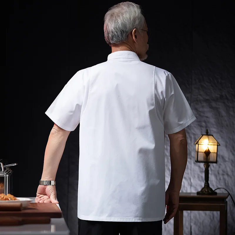 فندق مطعم المطبخ العمل موحدة قصيرة الأكمام سترة الطاهي مخبز المعجنات الشيف الصيف معطف المطبخ الأبيض