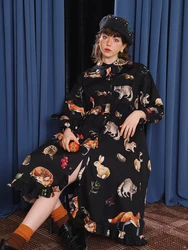 Spring Ladies Illustration Animal Petal Collar Art Dress
