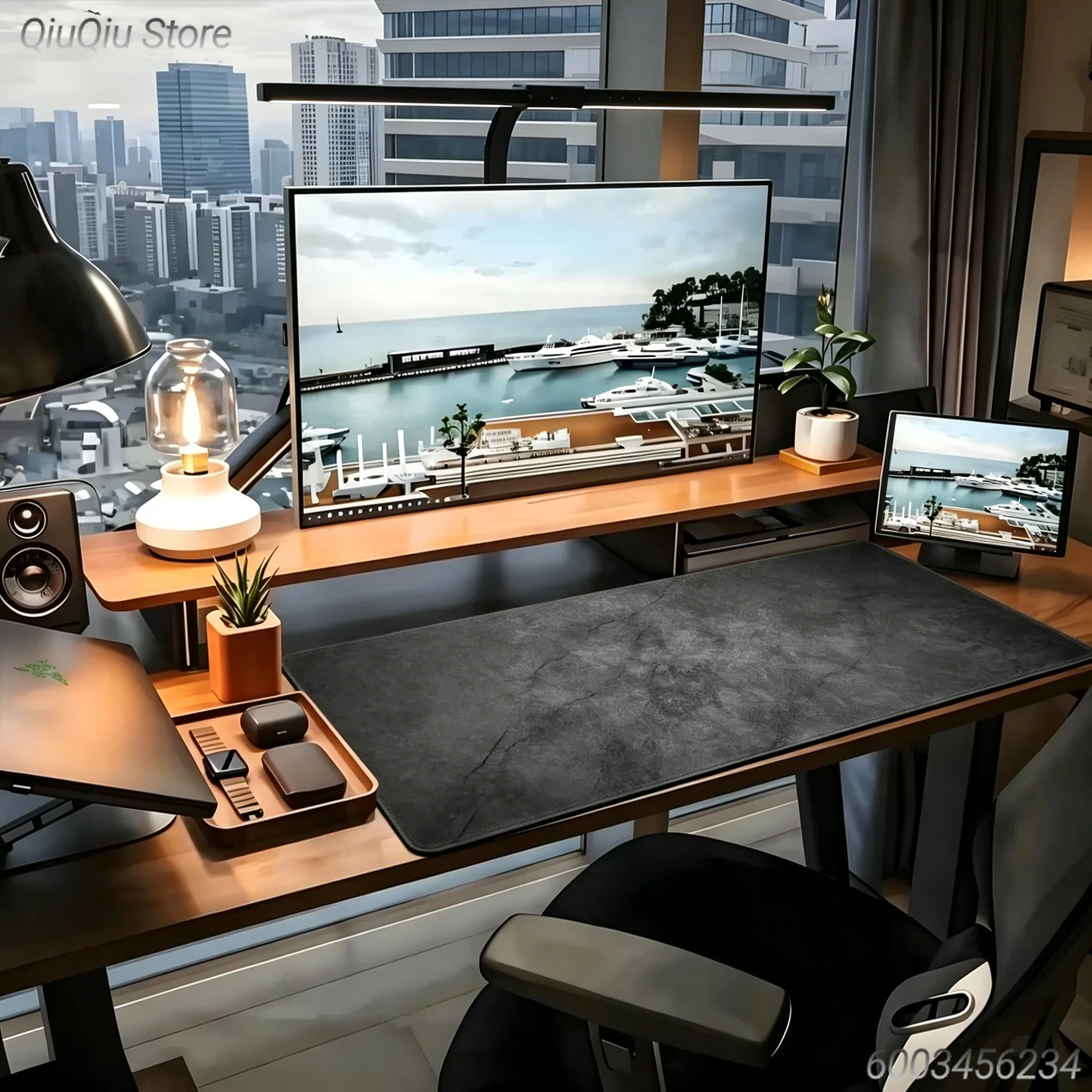 Gray Suede Texture Gaming Mouse Pad, Non-Slip Extended Desk Mat,  Smooth Surface for Gamer Office Home
