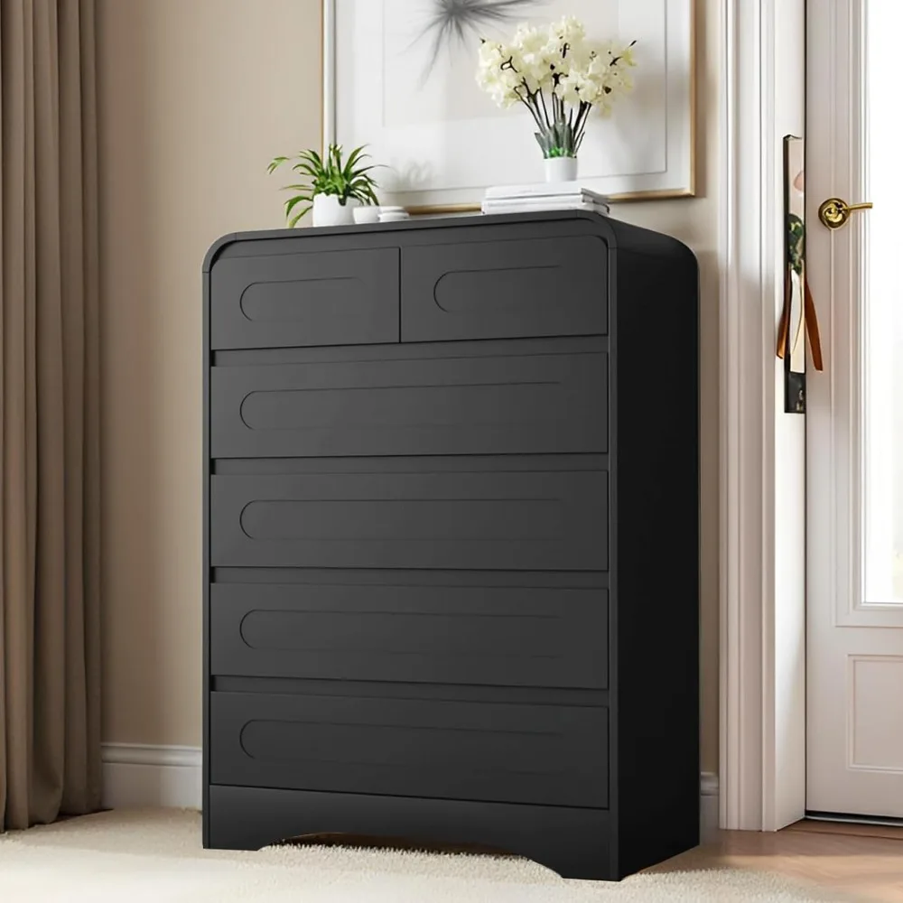 

6-drawer dressing table and drawer box with pre installed sliding rails and curved design, modern wardrobe