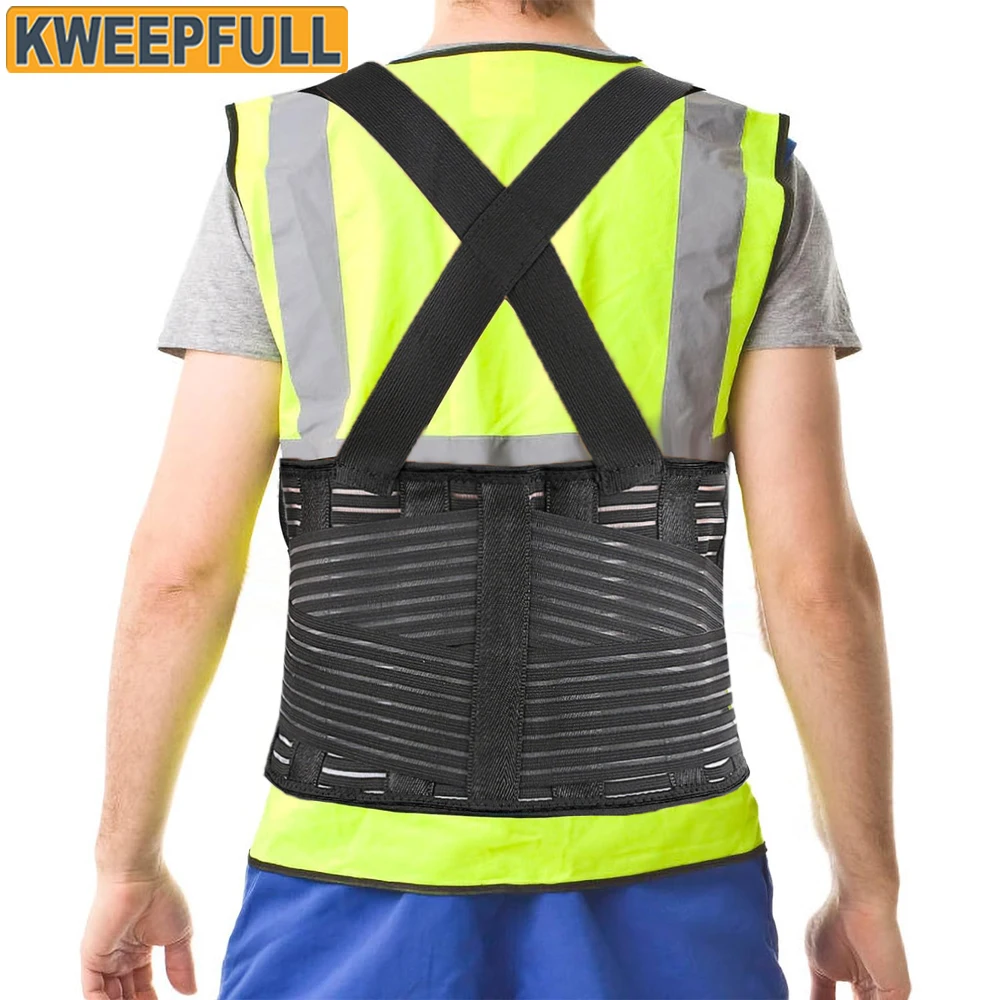 Working Lumbar Lower Back Brace Support Belt with Adjustable Straps - Back Pain Relief, Injury Recovery, Heavy Lifting Support