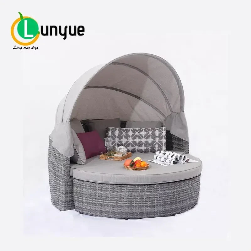 Aluminum Frame Rattan Outdoor Folding Sunbed Hotel Villa Terrace Pool Beach Lounger Durable Sunbathing Bed Patio Furniture