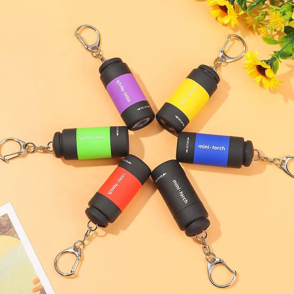 New Mini Flashlight Universal USB Rechargeable Creative Keychain Pocket Torch Waterproof Strong Light Small Flashlight Key Rings