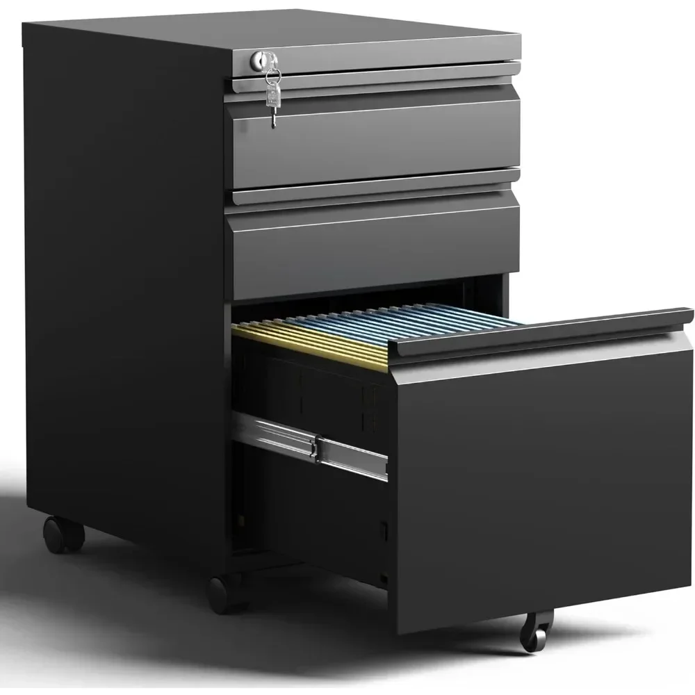 Simple 3-tier Chest Of Drawers With Wheels Mechanical Workshop Tool  Wood Prefabricated Shelf File Cabinets Office Metal Cabinet