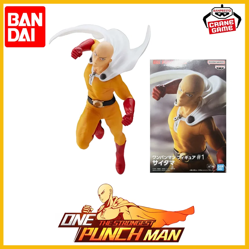 ในสต็อก Bandai Original Banpresto One Punch Man ไซตามะรูปตุ๊กตายี่ห้อใหม่กล่องอะนิเมะของเล่นโรงรถ