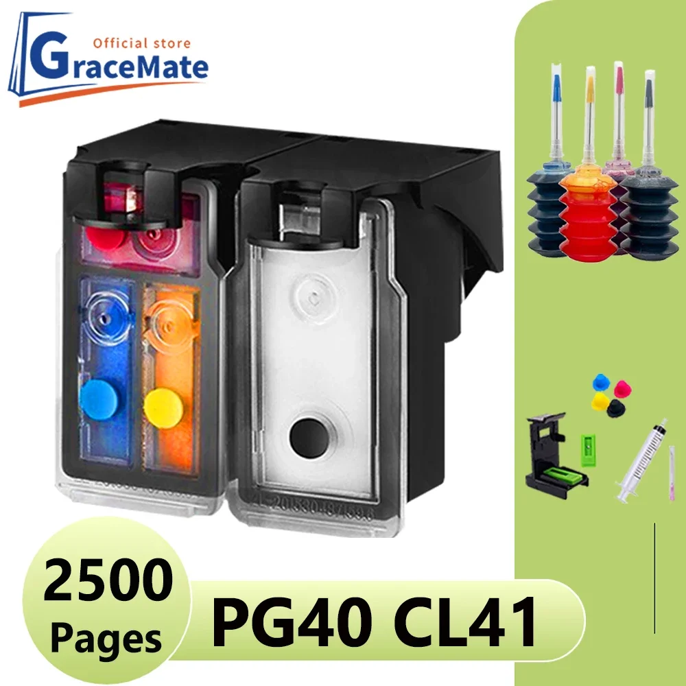 Pg40 Cl41 Refill Ink Kit PG 40 CL 41 Ink Cartridge Compatible for Canon PIXMA IP2500 IP2600 MX300 MX310 MP160 MP140 MP150 MP160