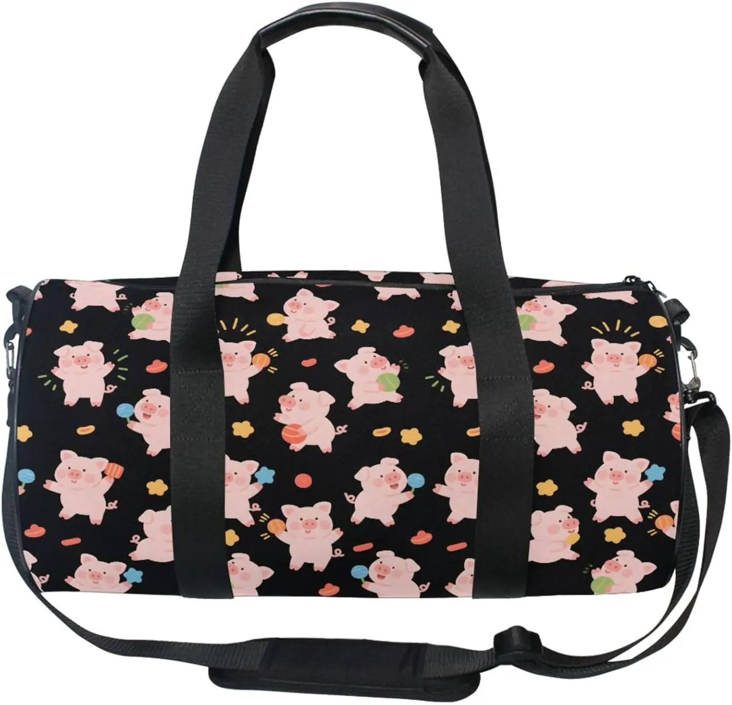 Sports Duffel Bags Cute Pig Play Athletic Gym Bag Overnight Workout Travel Tote Luggage for Men Women Yoga