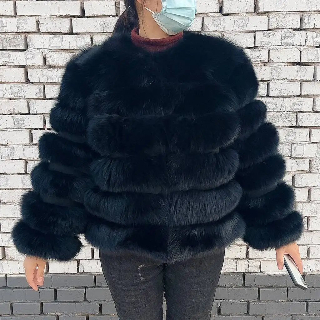 QIUNUOXI 100% Natural Fur Jacket Real Fur Coat Winter Jacket Women Natural Fox Fur Luxury Fashion 50cm Short Jacket Wholesale