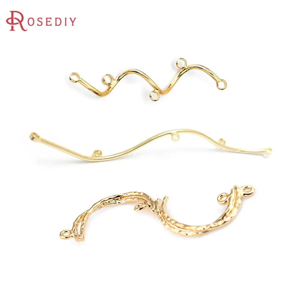 6PCS 18K Gold Color Brass Curved Tube Connect Charms High Quality Diy Jewelry Making Supplies Earrings Accessories for Women