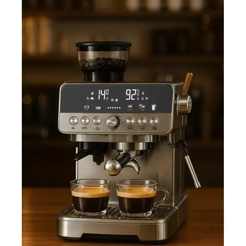 For Mini Italian Semi Automatic Double Boiler Color Touch Screen Coffee Machine With Grinding Function Coffee Brewer