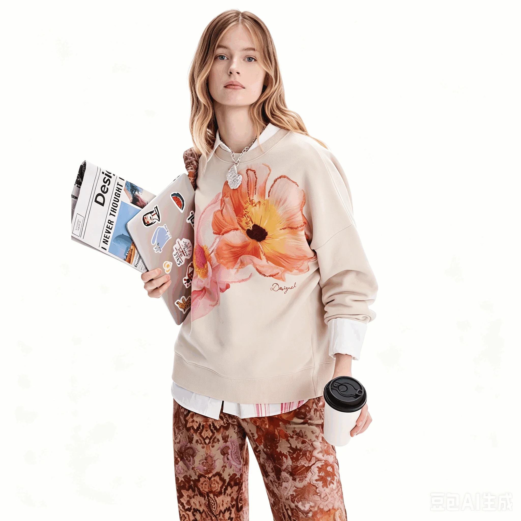 Spanischer Original-Damen-Hoodie mit lockerer Passform, modischer Kapuze, besticktem Aufdruck, europäischer und amerikanischer Stil, lässig. – Detail 7