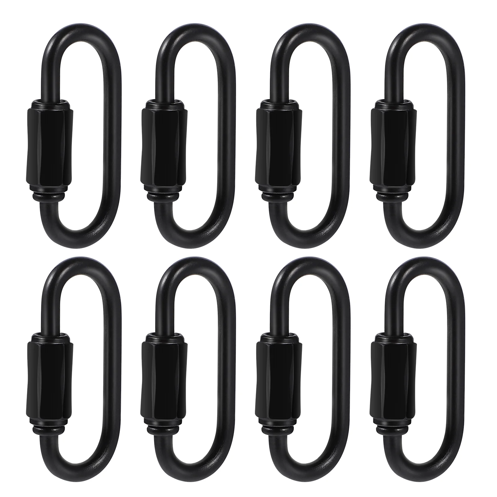 8 Pcs D Shaped Locking Carabiner Heavy Duty Quick Links Black Stainless Steel Clips