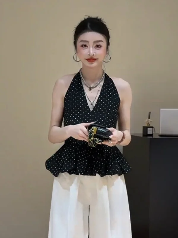 

Bla Polka Dot ter Ne Vest Women's Summer New Design Sensation Small Outdoor Wear Svel Top Trendy Commute Sle S...