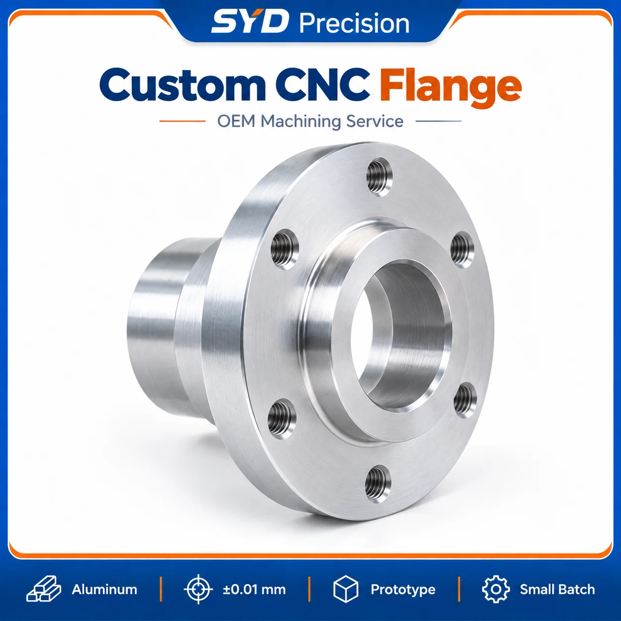 Custom CNC Aluminum Flange Precision Machined Metal Connector OEM Industrial Parts