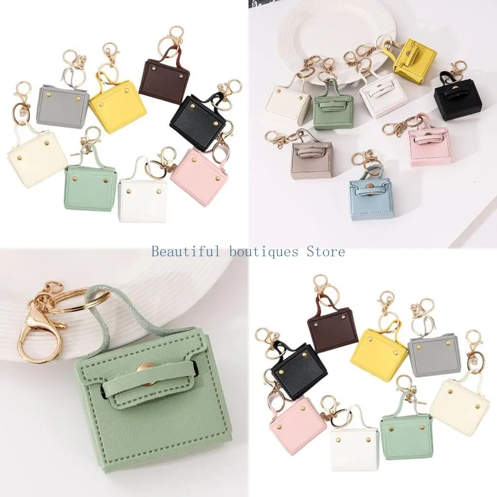 U4LF 8 Units Leather Organiser Set Featuring Zipper Closure Multiple Pockets Keyring For Daily Necessities