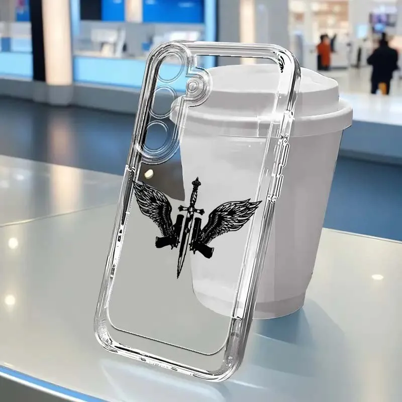 

Eagle Warrior Sword Art Cool For Samsung S25 S24 S23 S22 S21 S20 S10 Ultra Plus Edge FE 5G Transparent Phone Case
