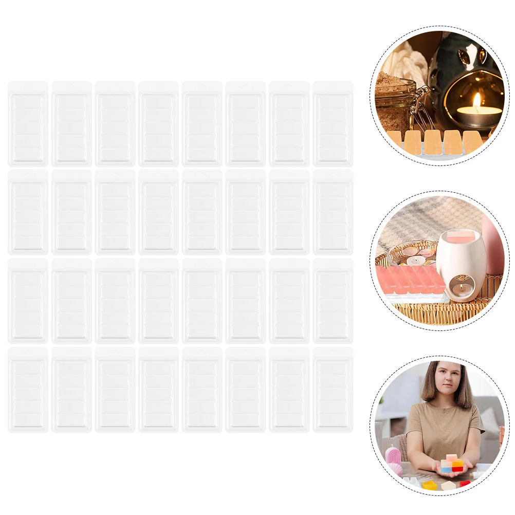 

100Pcs Wax Melt Containers Transparent Molds DIY Making Clear Empty Multi Grid Design Clamshells for Wax Melts