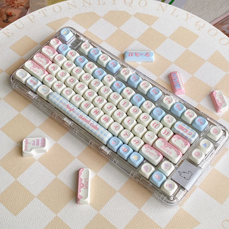 Cake Theme Keycaps Set 140 Key PBT Thermal Sublimation Cute Key Caps Mechanical Keyboard Accessories Custom Keyboard Keycaps