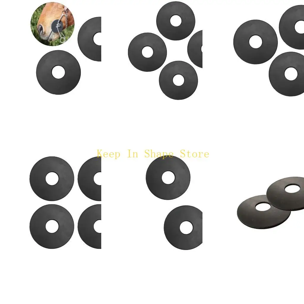 U1JC Rubber Horse Bit Guard Pads for Daily Horse Care, Round Center-Hole Bit Buffers for Bridle Use and Lower Friction
