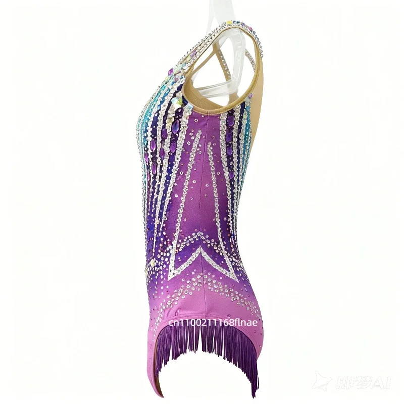 2026 Neues Professionelles Rhythmische Gymnastik-Trikot für Mädchen, Frauen und Erwachsene, Wettkampf-, Auftritts- und Trainingsoutfit für Cheerleading – Detail 4