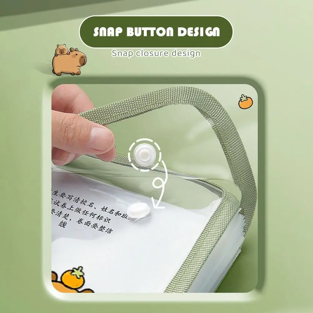 

13 Pockets Capybara Expanding File Bag Large Capacity Transparent A4 File Folder Waterproof Cute Test Paper Storage Bag Gifts