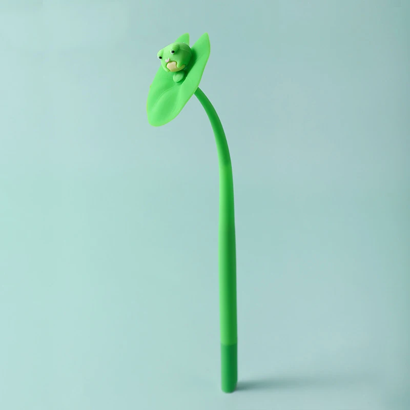 3 szt. Elegancka Kawaii śliczne długopisy lotosowa żaba zielony liść zabawny przedmiot szkolny biurowy dziewczyna papeteria Kawai przedmiot 0.5mm