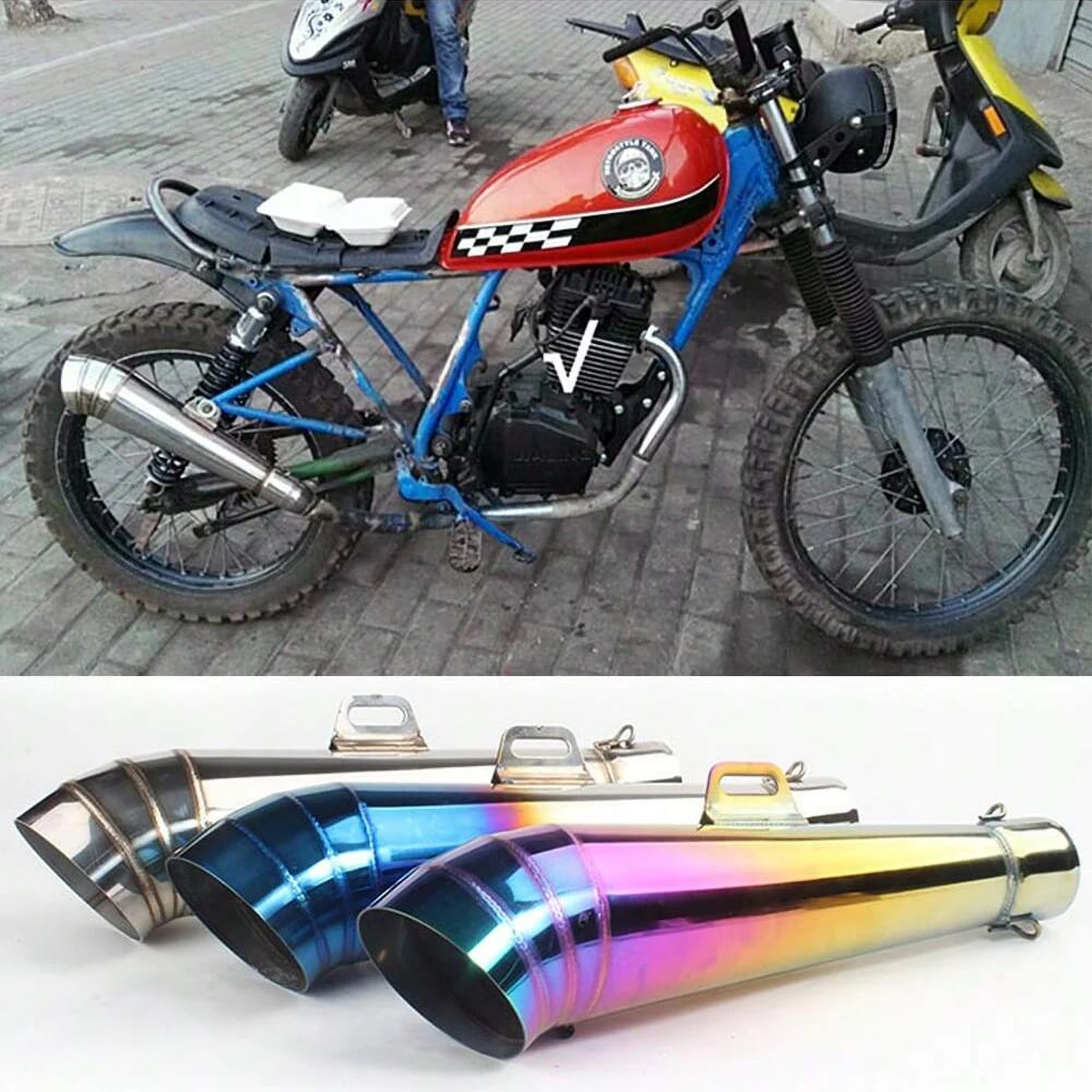 51MM universal motorcycle exhaust pipe with muffler can be installed and removed suitable for most motorcycles street pipe