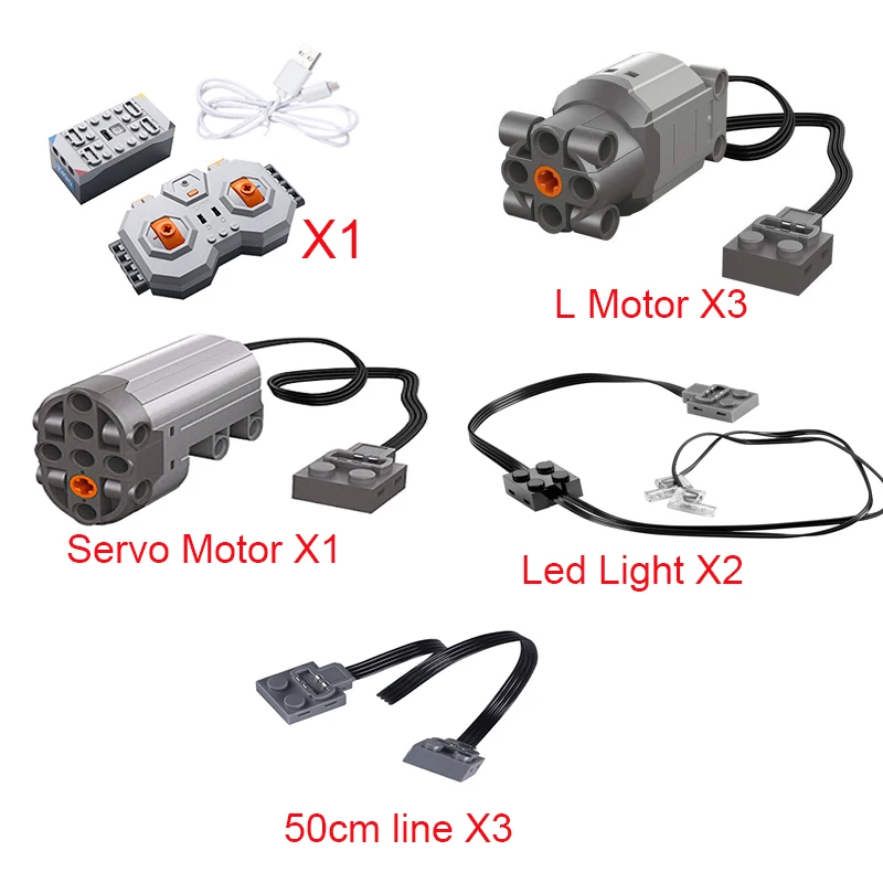 Technical Motor Parts Moc L High Speed Line Blocks Block Servo Brick Led Lights Light Set Kit Compatible For Le J902 Buggy Power