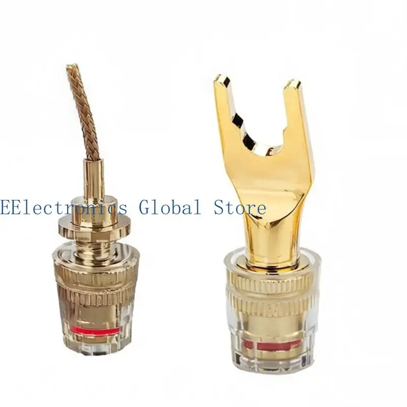 462B Gold Plate Y Type Sound Terminals Connector with Transparent Shielding Shockproof Shell Suitable for Uncompressed Sound