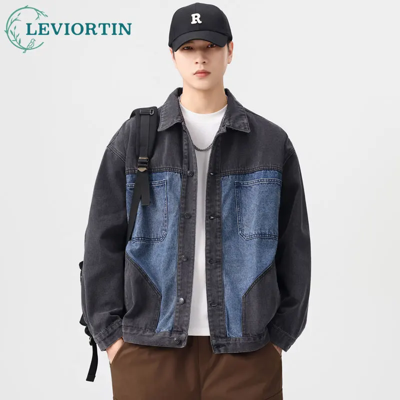 

Весенне-осенняя американская ретро-модная модная брендовая сумка со вставками по бокам, дизайн потертой цветной ковбойской куртки для пар