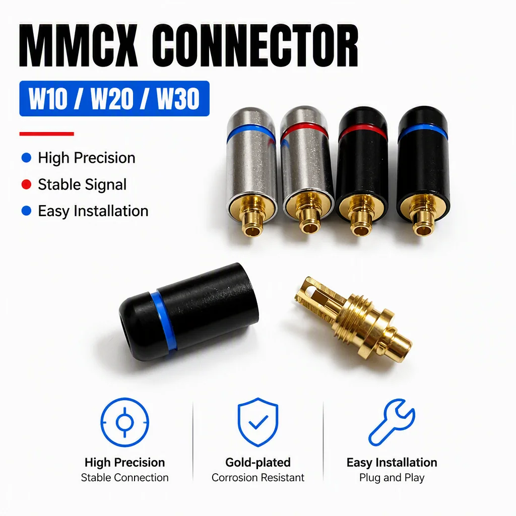 MMCX Connector Earphone Pin Plug Consumer Electronics DIY UE900 SE535 SE215 W10 W20 W30 Earphones Audio Jack Black Silver
