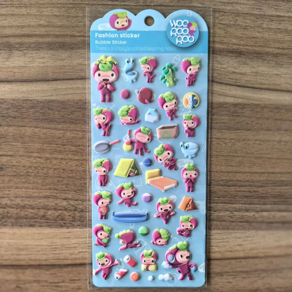 

4 листа Woo Hoo Roo Roo, модные наклейки с пузырьками, милые наклейки с героями мультфильмов для детских поделок, журналов, декор, магазин аниме Worlds