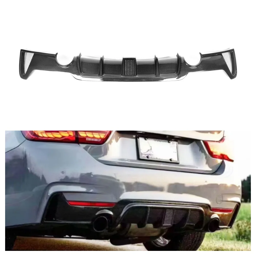 Wet Carbon Fiber MP Style Rear Diffuser LED Rear Bumper Lip for  4 Series F32 F33 F36 Sport Line Double Side Single Out