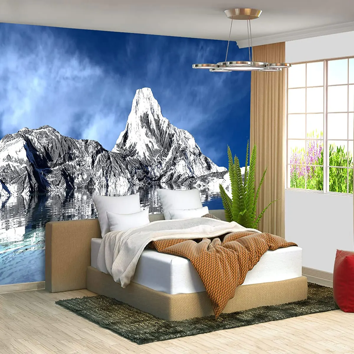 

Custom Large Wall Mural Beautiful Nature Landscape Mountain Wallpaper Lake Scenery Wallcovering Meditation Home Room Background