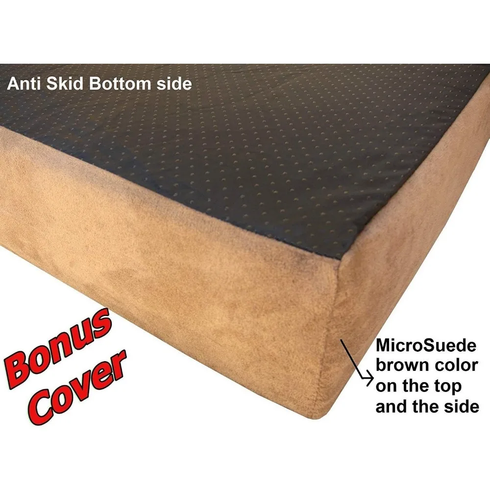 سرير Dogbed4less من إسفنج الذاكرة لتقويم العظام، وبطانة مقاومة للماء مع غطاء من جلد الغزال الدقيق الخارجي وغطاء مضاد للانزلاق (mi)