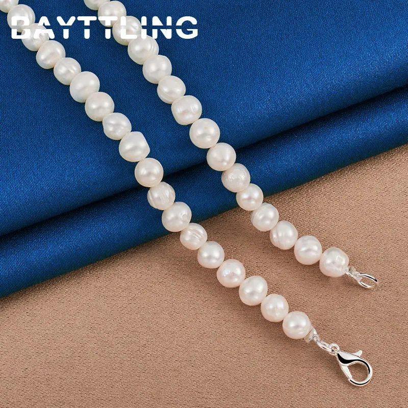 Charm 925 Sterling Silver 40/45/50 Inches Elegant Pearl Necklace Women Fashion Temperament Wedding Party Jewelry Accessories