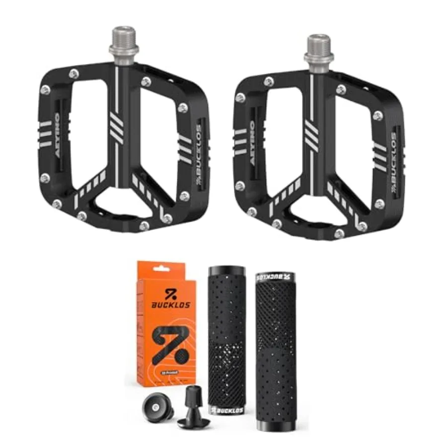 

Платформа для велосипеда MTB, нескользящие педали из алюминиевого сплава и нескользящие ручки для велосипедного руля из TPU с 3D-печатью GR800 - черные