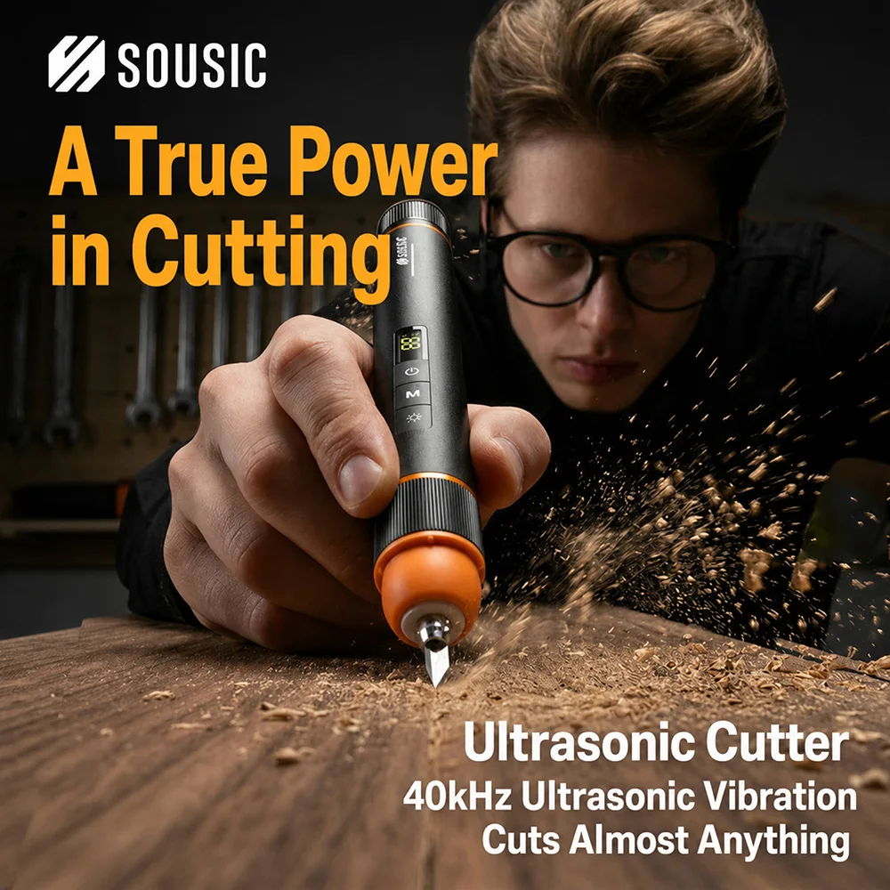 Wireless Ultrasonic Cutter Portable Electric Polishing Carving Cutting Tool 3400mAh Battery for DIY Plastic Acrylic Carbon Fiber