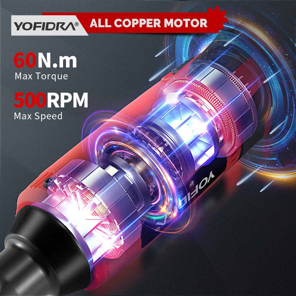 YOFIDRA 3/8 Inch 60N.M Electric Right Angle Ratchet Wrench 12V Cordless Rechargeable Removal Screw Nut Car Repair Power Tool