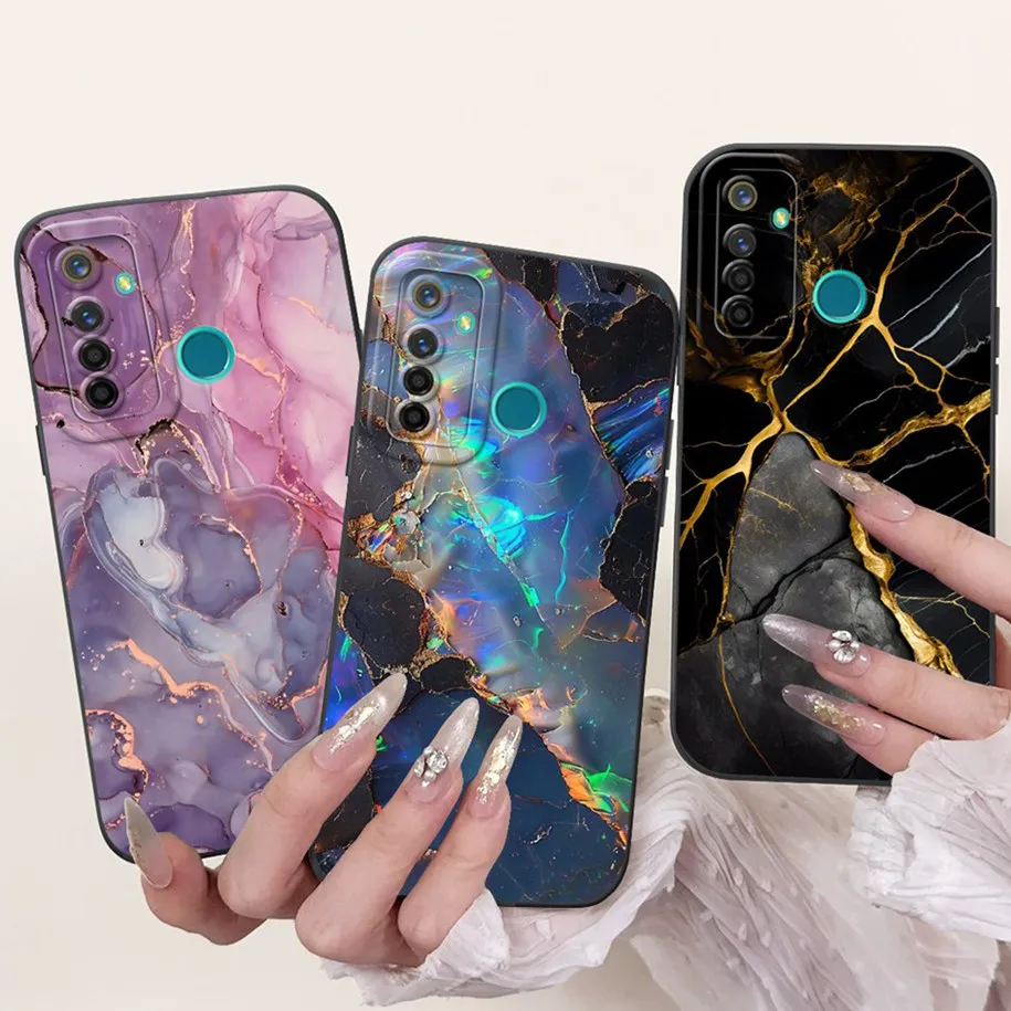Чехол для Realme 5 Pro RMX1971 RMX1973, новый роскошный защитный чехол с линзой мраморного цветка для Realme 5 5S 5i RMX1911, чехол для телефона