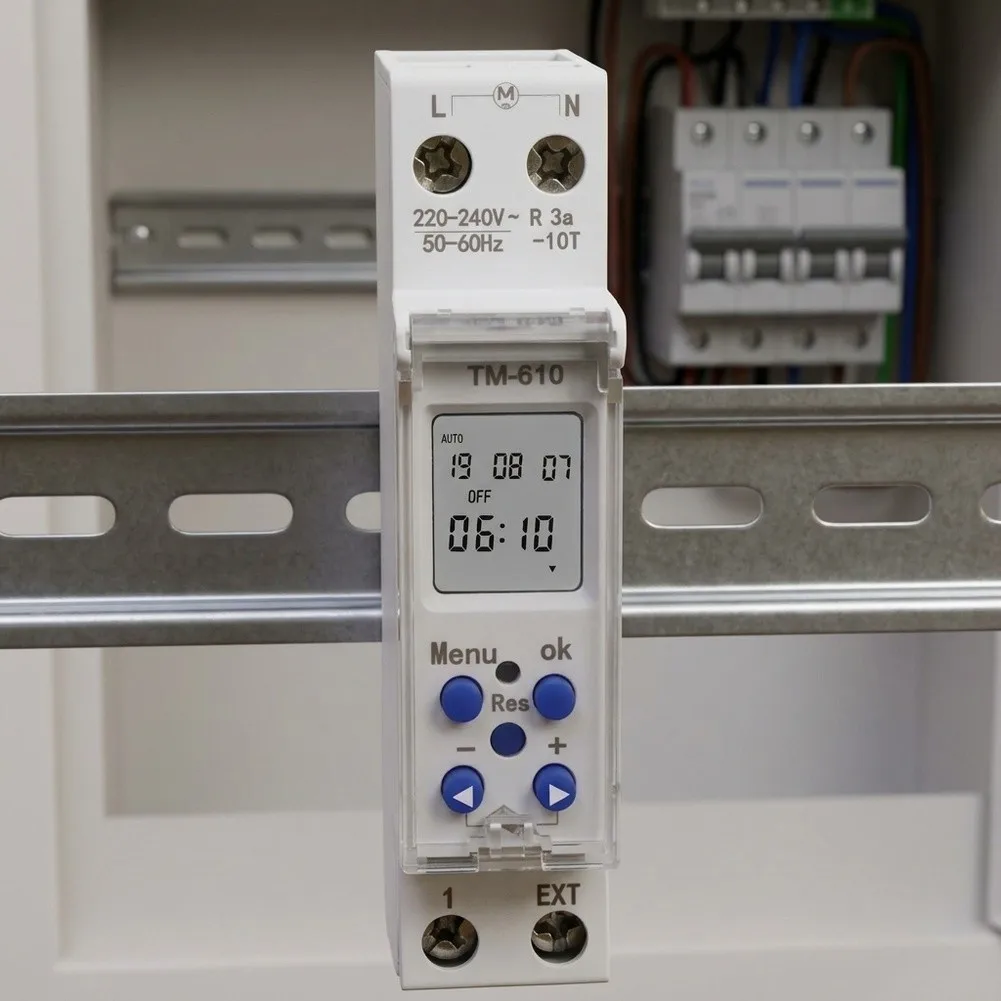 Programmable Switch DIN Rail Timer Panel Mounting Adjustable Time Intervals Clear Digital LCD For Control Panels