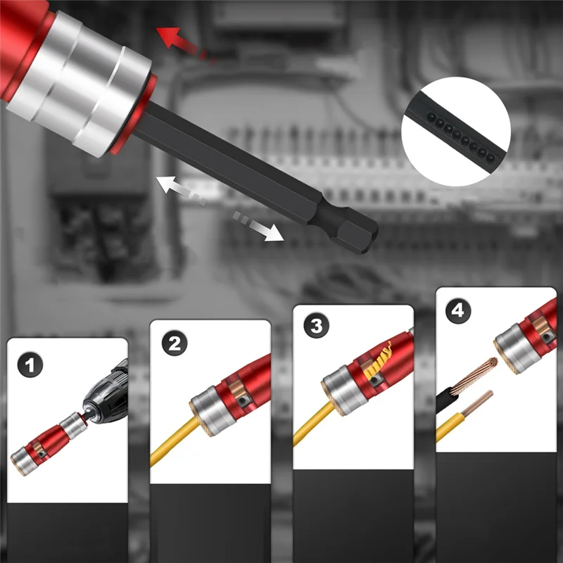 【Popular】Wire Stripper For Electric Drill, Suitable For 6/8/10/12/14 AWG, For Hard And Soft Wires, Includes Twisting Tool