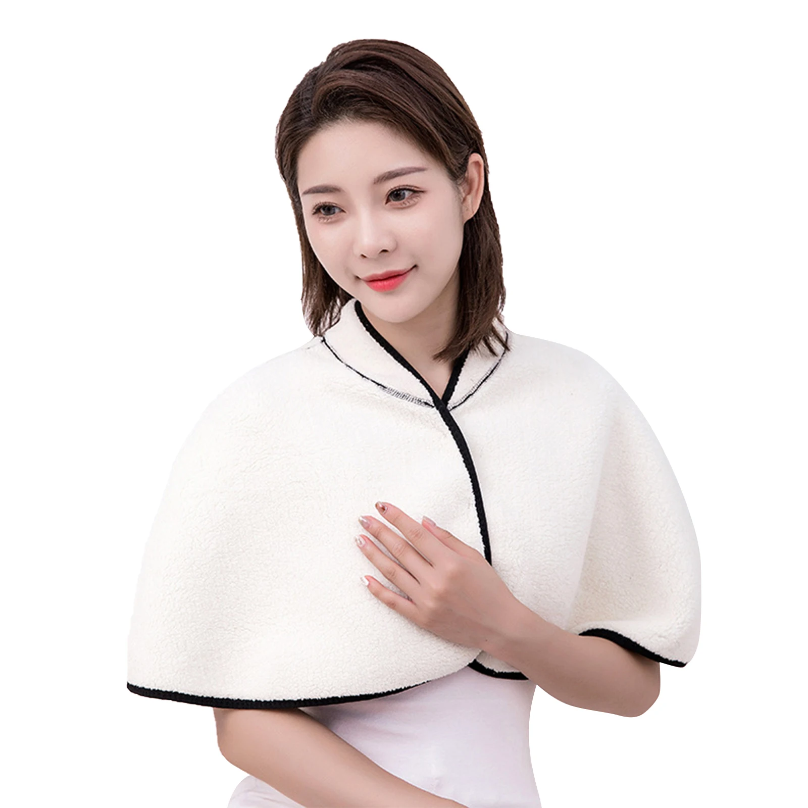 Keep Warm Shoulder Brace Winter Faux Lamb Wool Shoulder Protective Shawl Neck Back Warmer Wrap Cape for Old People, Maternity, W