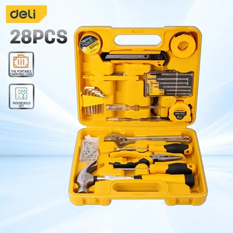 

Deli Hardware Tool Set 28 PCS Household Repair Tools Sets with Box Multifunctional Electrician Portable Combinatorial Tool Kits