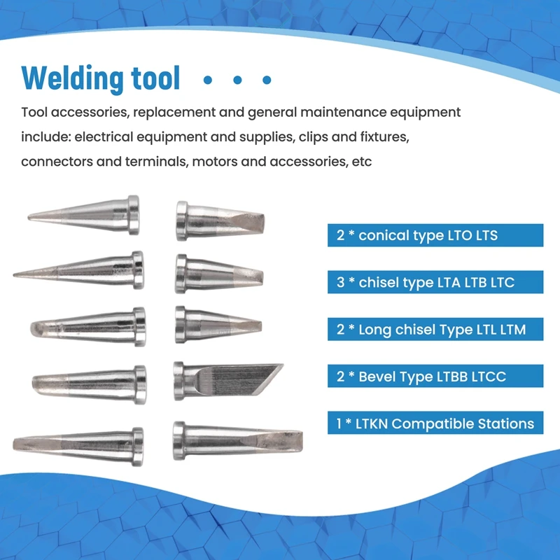 10Pcs Durable Soldering Tip Set For Weller WSD81 WD1000 WSP80 WP80 LT Soldering Station