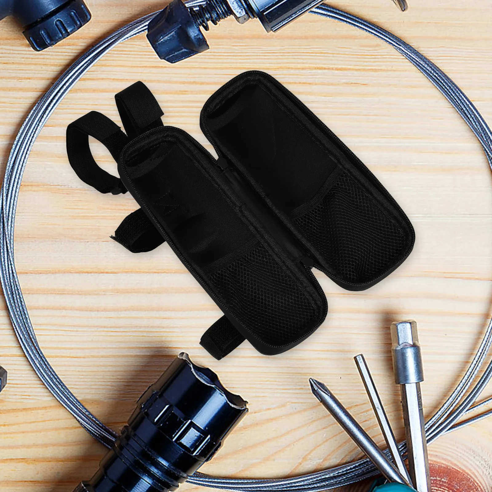 

1L Black Bottle Cage Bag Heavy Duty Bike Tool Holder Universal Hard Shell Container for Cycling Repair Accessories Storage