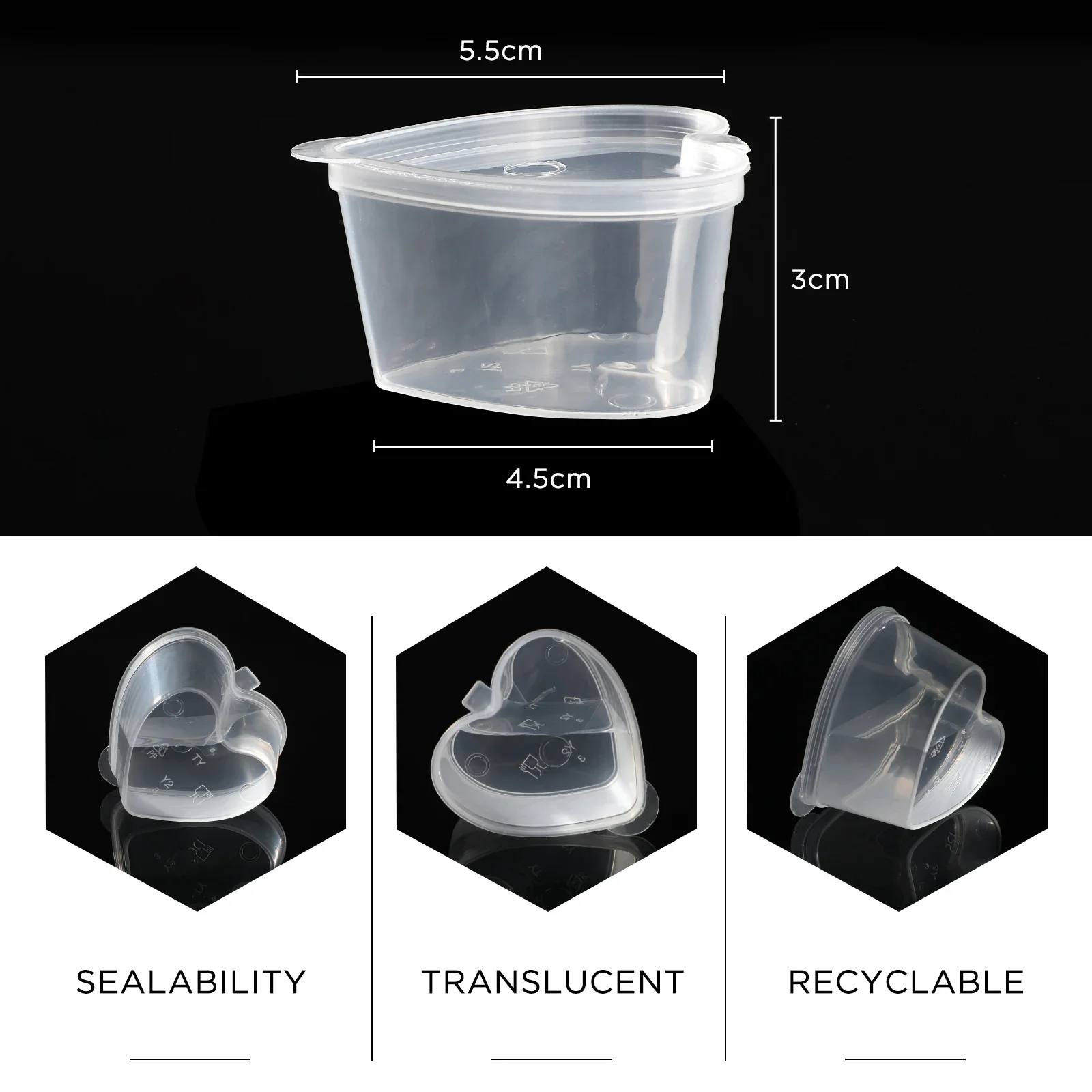 10 قطعة حاوية تخزين بلاستيكية للاستعمال مرة واحدة على شكل قلب كوب صلصة صندوق طعام مع أغطية صندوق طلاء الصباغ لإكسسوارات المطبخ #6