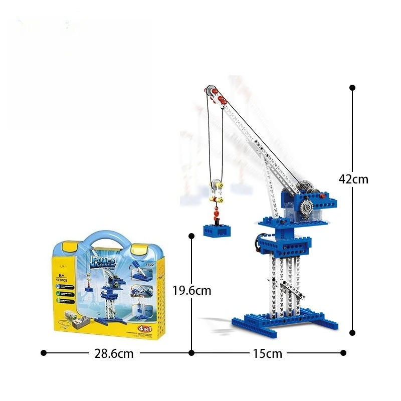 SEMBO-grúa mecánica de potencia, bloques de construcción creativos hechos a mano, vehículo de ingeniería ensamblado, engranaje, rompecabezas, juguete, modelo, regalo de cumpleaños