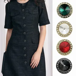 FCXDG 10pcs Exquisite High-grade Diamond Colourful Metal Buttons Women's Tweed Coat Jumper Knitwear Fashion Decorative Buttons
